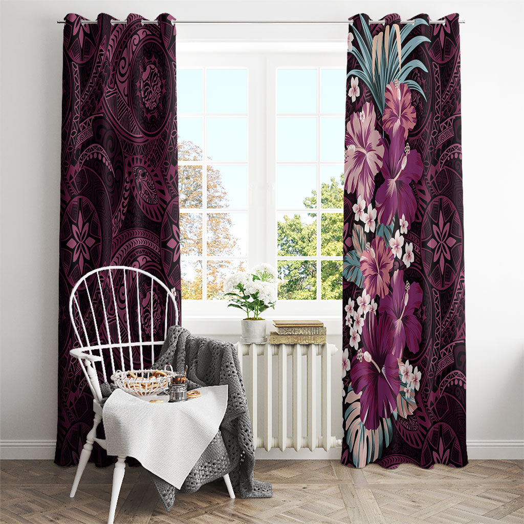 Poni Mama Hawai'i Hibiscus Window Curtain Polynesian Tribal Tattoo Pattern Floral Elements LT9 - Polynesian Pride