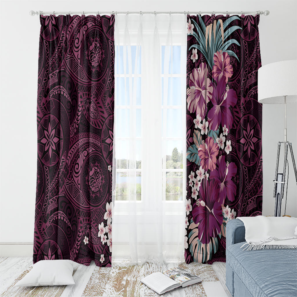 Poni Mama Hawai'i Hibiscus Window Curtain Polynesian Tribal Tattoo Pattern Floral Elements LT9 - Polynesian Pride