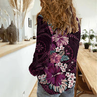 Poni Mama Hawai'i Hibiscus Women Casual Shirt Polynesian Tribal Tattoo Pattern Floral Elements LT9 - Polynesian Pride