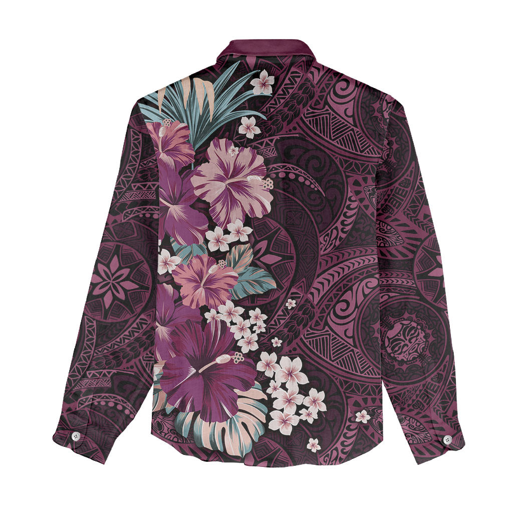 Poni Mama Hawai'i Hibiscus Women Casual Shirt Polynesian Tribal Tattoo Pattern Floral Elements LT9 - Polynesian Pride