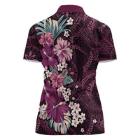 Poni Mama Hawai'i Hibiscus Women Polo Shirt Polynesian Tribal Tattoo Pattern Floral Elements LT9 - Polynesian Pride