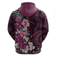 Poni Mama Hawai'i Hibiscus Zip Hoodie Polynesian Tribal Tattoo Pattern Floral Elements LT9 - Polynesian Pride