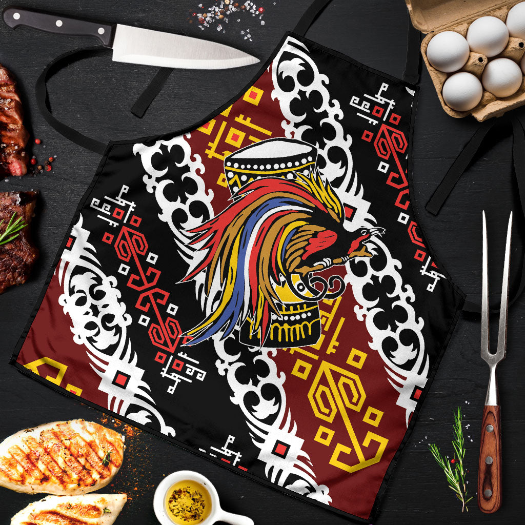 Papua New Guinea Bird Drum Apron Papuan Batik Motif LT9 Black - Polynesian Pride