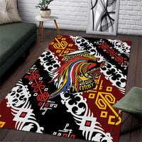 Papua New Guinea Bird Drum Area Rug Papuan Batik Motif LT9 Black - Polynesian Pride
