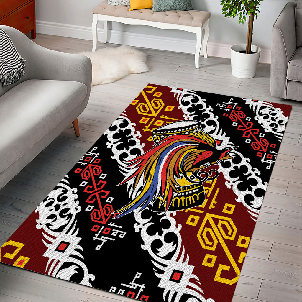Papua New Guinea Bird Drum Area Rug Papuan Batik Motif LT9 - Polynesian Pride