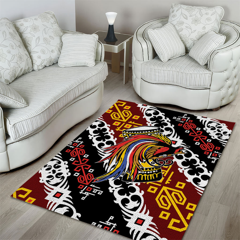 Papua New Guinea Bird Drum Area Rug Papuan Batik Motif LT9 - Polynesian Pride