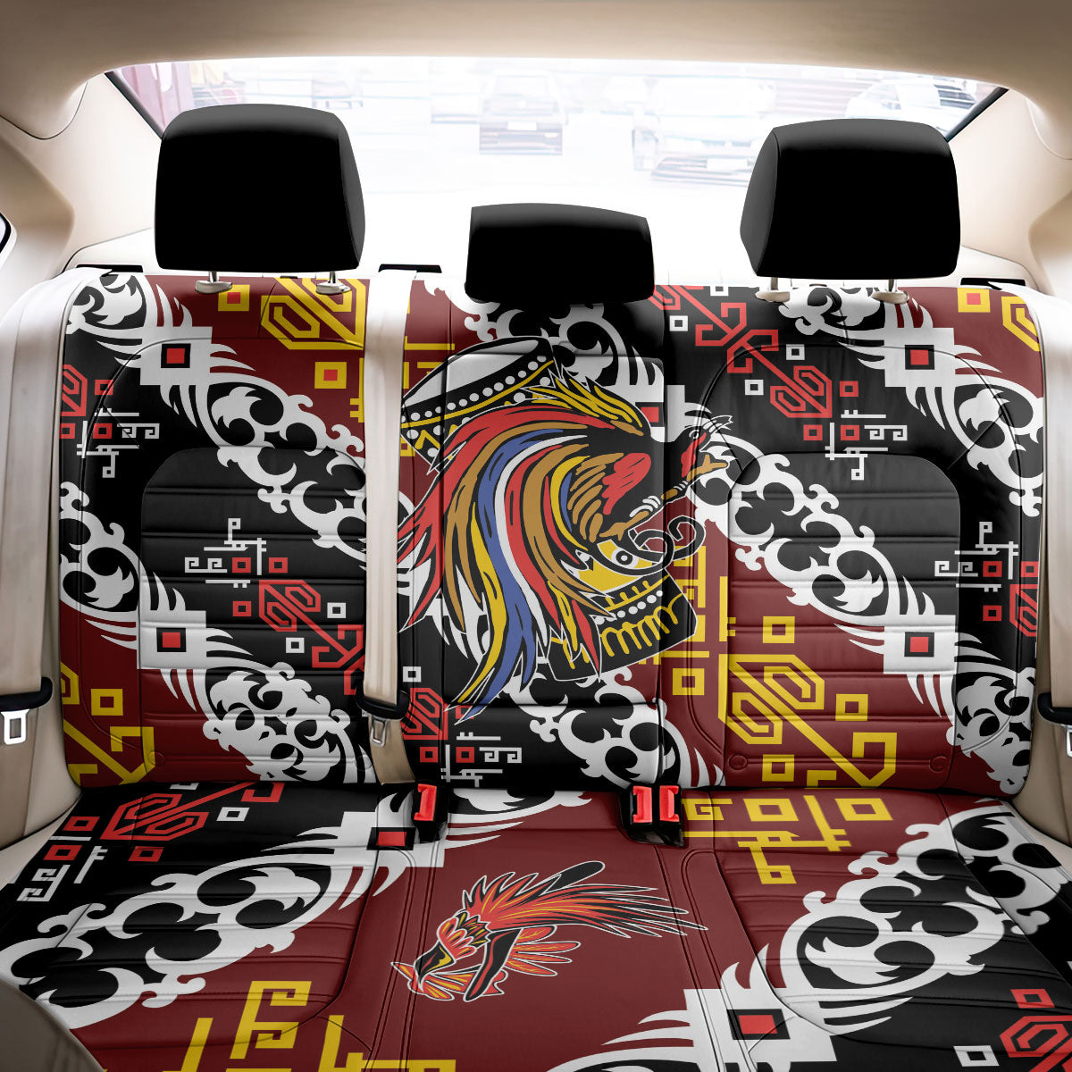 Papua New Guinea Bird Drum Back Car Seat Cover Papuan Batik Motif LT9 - Polynesian Pride