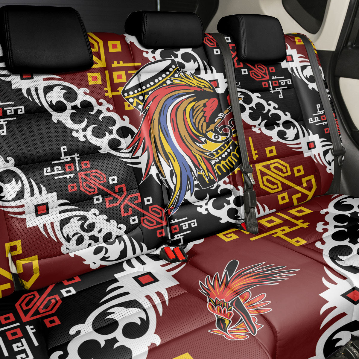 Papua New Guinea Bird Drum Back Car Seat Cover Papuan Batik Motif LT9 - Polynesian Pride