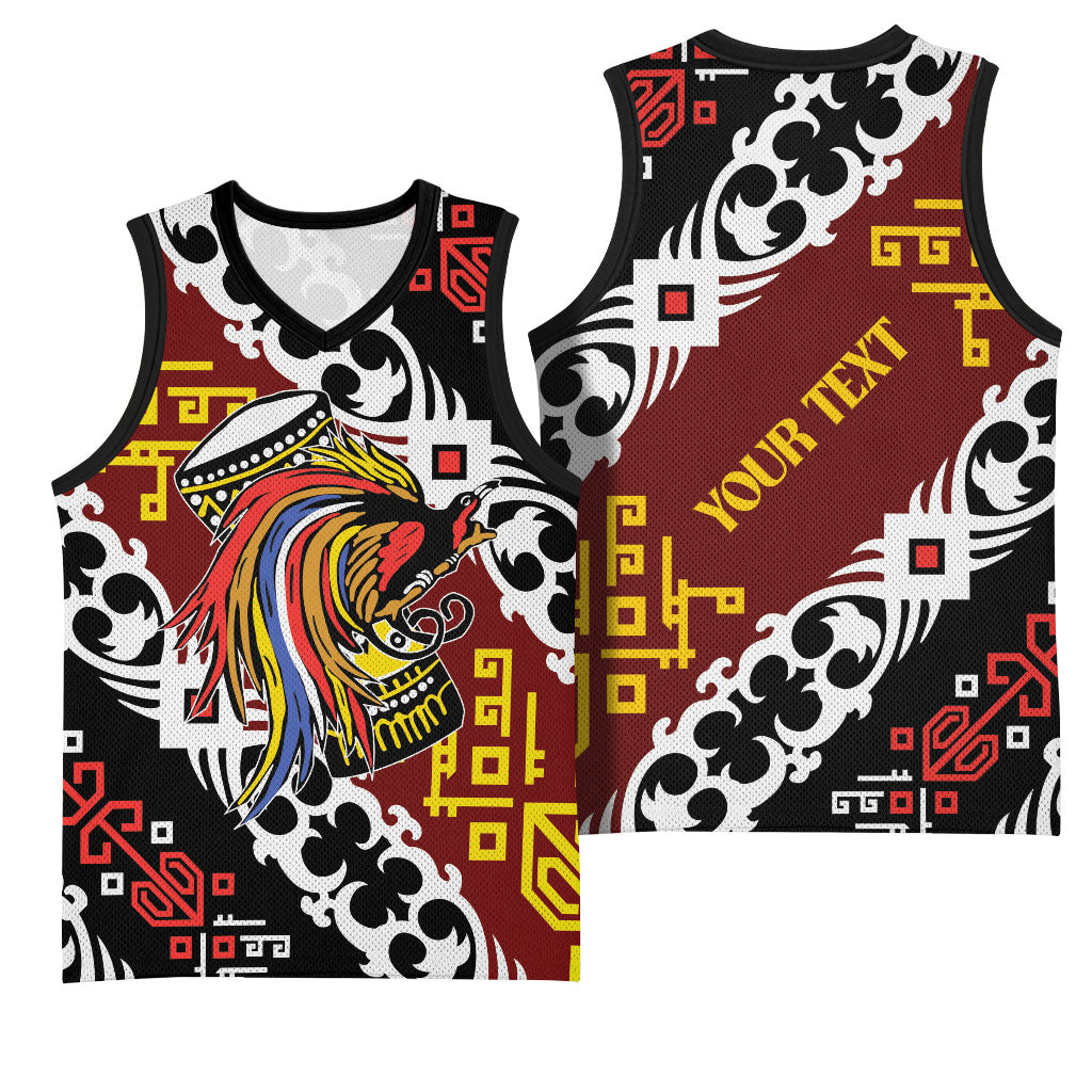 Personalised Papua New Guinea Bird Drum Basketball Jersey Papuan Batik Motif LT9 - Polynesian Pride