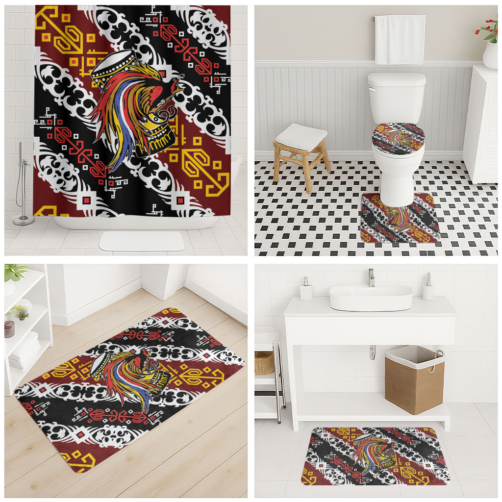 Papua New Guinea Bird Drum Bathroom Set Papuan Batik Motif LT9 - Polynesian Pride