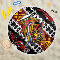 Papua New Guinea Bird Drum Beach Blanket Papuan Batik Motif LT9 One Size 150cm Black - Polynesian Pride