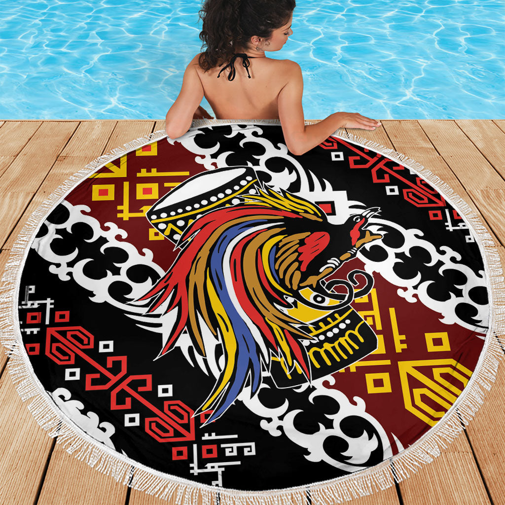 Papua New Guinea Bird Drum Beach Blanket Papuan Batik Motif LT9 - Polynesian Pride