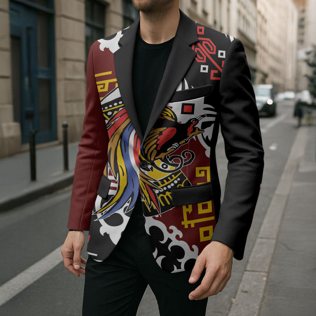 Personalised Papua New Guinea Bird Drum Blazer Papuan Batik Motif LT9 - Polynesian Pride