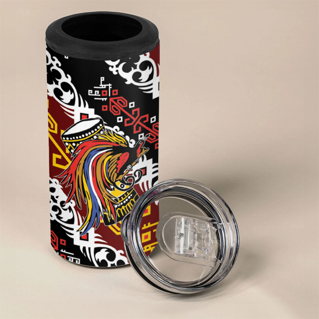 Papua New Guinea Bird Drum 4 in 1 Can Cooler Tumbler Papuan Batik Motif LT9 - Polynesian Pride