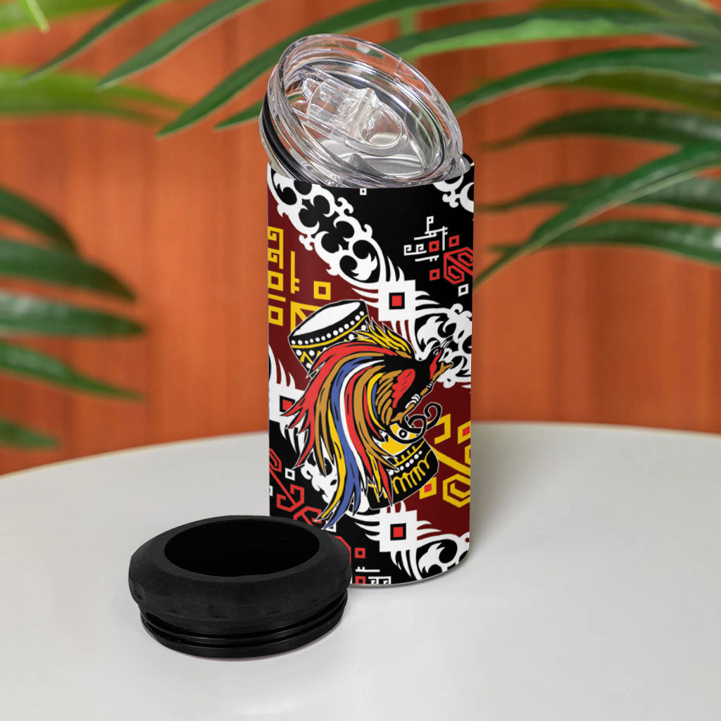Papua New Guinea Bird Drum 4 in 1 Can Cooler Tumbler Papuan Batik Motif LT9 - Polynesian Pride