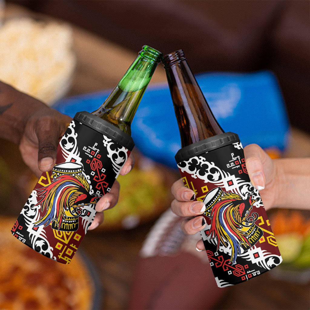 Papua New Guinea Bird Drum 4 in 1 Can Cooler Tumbler Papuan Batik Motif LT9 - Polynesian Pride