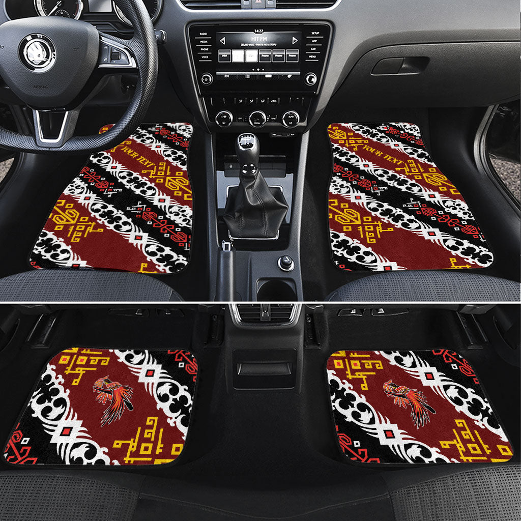 Personalised Papua New Guinea Bird Drum Car Mats Papuan Batik Motif LT9 Set 4pcs Black - Polynesian Pride