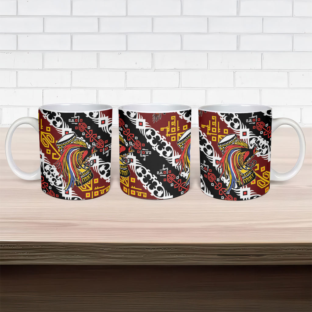 Papua New Guinea Bird Drum Ceramic Mug Papuan Batik Motif LT9 - Polynesian Pride