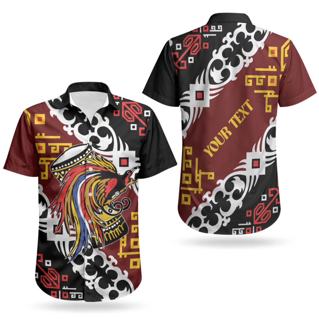 Personalised Papua New Guinea Bird Drum Couples Matching Off Shoulder Maxi Dress and Hawaiian Shirt Papuan Batik Motif LT9 - Polynesian Pride