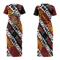 Personalised Papua New Guinea Bird Drum Couples Matching Short Sleeve Bodycon Dress and Long Sleeve Button Shirt Papuan Batik Motif LT9 - Polynesian Pride