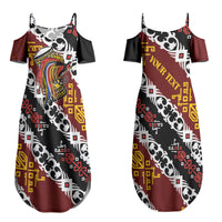 Personalised Papua New Guinea Bird Drum Couples Matching Summer Maxi Dress and Long Sleeve Button Shirt Papuan Batik Motif LT9 - Polynesian Pride