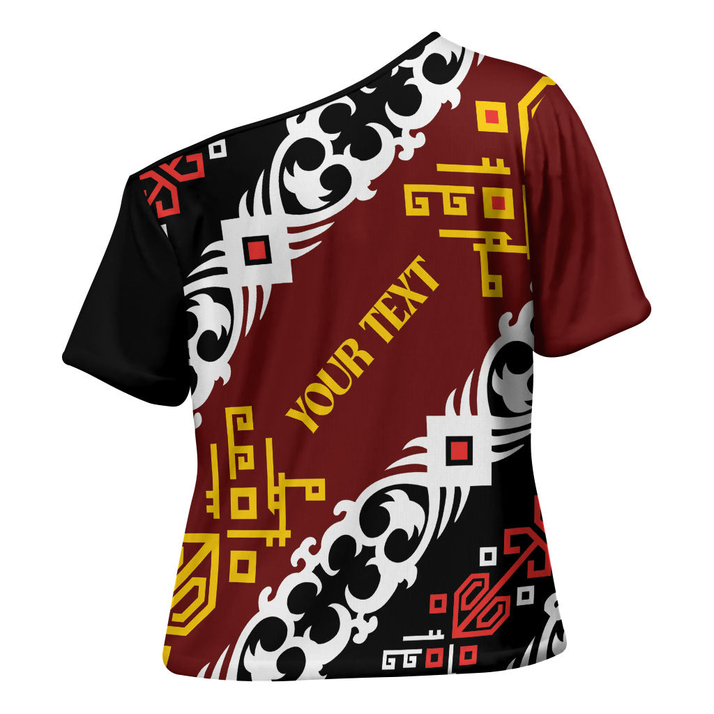 Personalised Papua New Guinea Bird Drum Cross Shoulder Shirt Papuan Batik Motif LT9 - Polynesian Pride