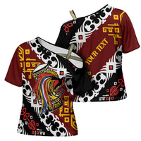 Personalised Papua New Guinea Bird Drum Cross Shoulder Shirt Papuan Batik Motif LT9 - Polynesian Pride