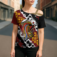 Personalised Papua New Guinea Bird Drum Cross Shoulder Shirt Papuan Batik Motif LT9 - Polynesian Pride