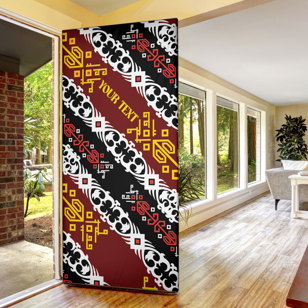 Personalised Papua New Guinea Bird Drum Door Cover Papuan Batik Motif LT9 - Polynesian Pride