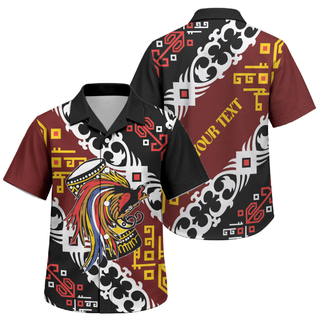 Personalised Papua New Guinea Bird Drum Family Matching Summer Maxi Dress and Hawaiian Shirt Papuan Batik Motif LT9 Son's Shirt Black - Polynesian Pride