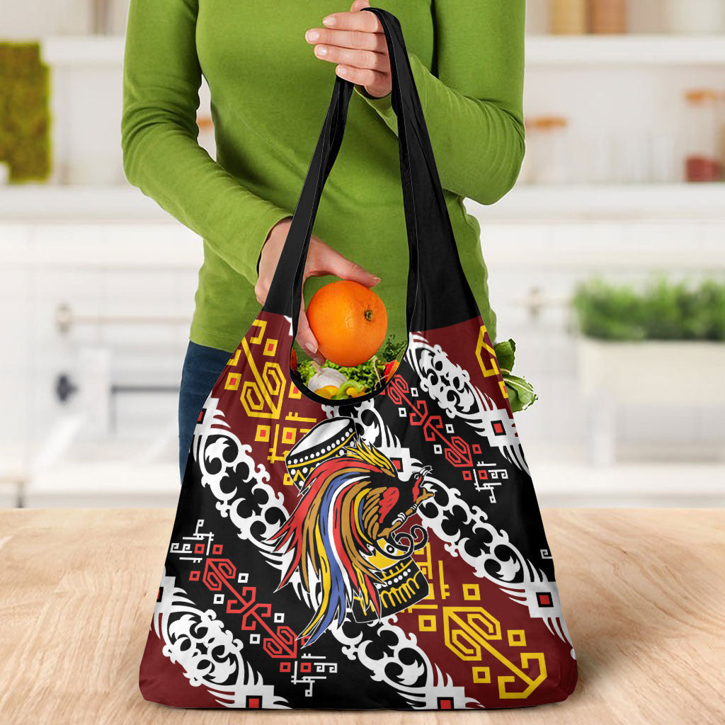 Papua New Guinea Bird Drum Grocery Bag Papuan Batik Motif LT9 - Polynesian Pride