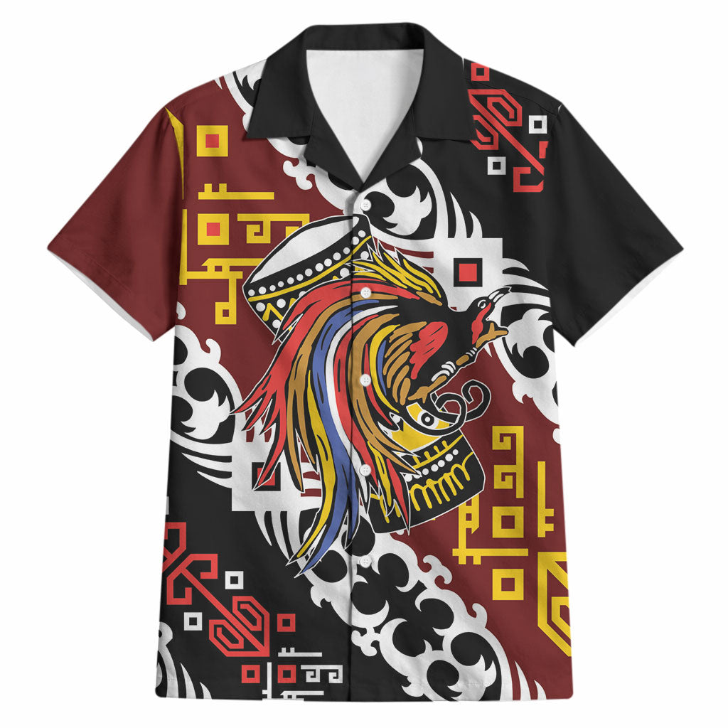 Personalised Papua New Guinea Bird Drum Hawaiian Shirt Papuan Batik Motif LT9 Black - Polynesian Pride