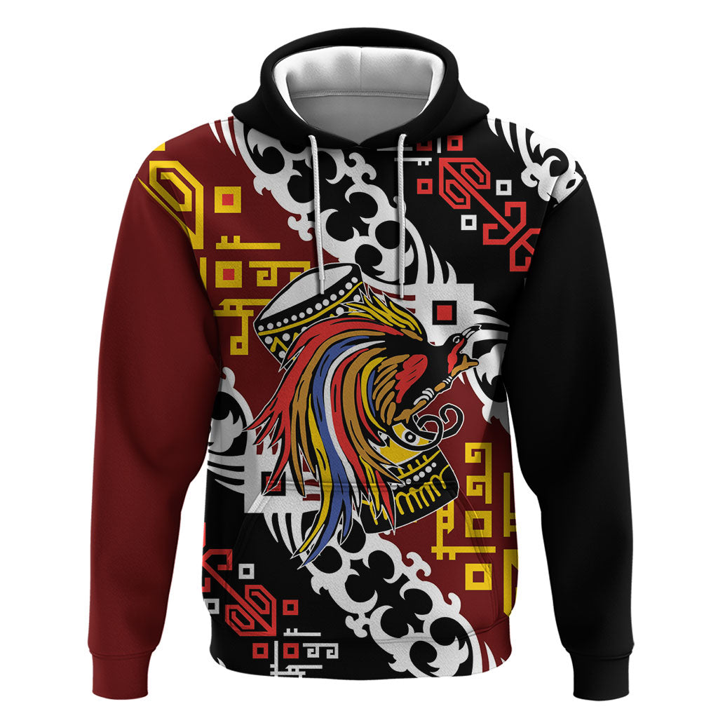Personalised Papua New Guinea Bird Drum Hoodie Papuan Batik Motif LT9 Pullover Hoodie Black - Polynesian Pride