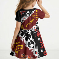 Personalised Papua New Guinea Bird Drum Kid Short Sleeve Dress Papuan Batik Motif LT9 - Polynesian Pride