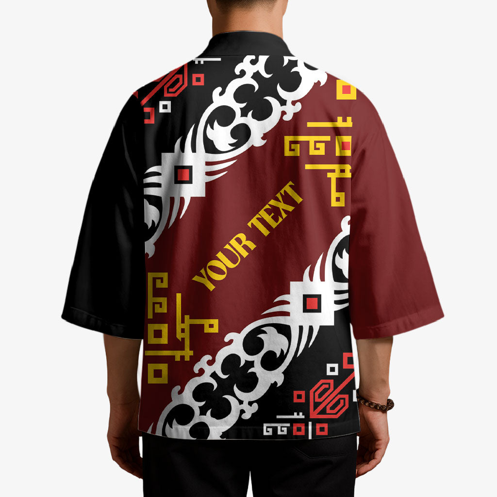 Personalised Papua New Guinea Bird Drum Kimono Papuan Batik Motif LT9 - Polynesian Pride