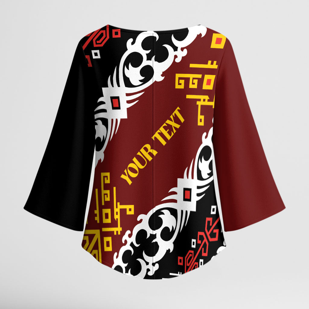 Personalised Papua New Guinea Bird Drum Kimono Sleeve Blouse Papuan Batik Motif LT9 - Polynesian Pride