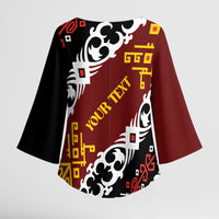 Personalised Papua New Guinea Bird Drum Kimono Sleeve Blouse Papuan Batik Motif LT9 - Polynesian Pride