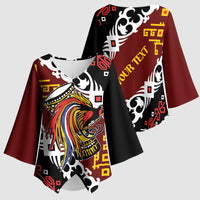 Personalised Papua New Guinea Bird Drum Kimono Sleeve Blouse Papuan Batik Motif LT9 - Polynesian Pride