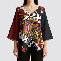 Personalised Papua New Guinea Bird Drum Kimono Sleeve Blouse Papuan Batik Motif LT9 - Polynesian Pride