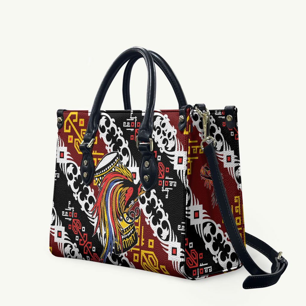 Papua New Guinea Bird Drum Leather Bag Papuan Batik Motif LT9 Black - Polynesian Pride