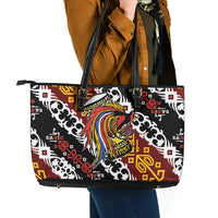 Papua New Guinea Bird Drum Leather Tote Bag Papuan Batik Motif LT9 - Polynesian Pride