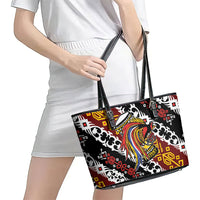 Papua New Guinea Bird Drum Leather Tote Bag Papuan Batik Motif LT9 - Polynesian Pride