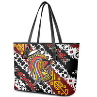 Papua New Guinea Bird Drum Leather Tote Bag Papuan Batik Motif LT9 - Polynesian Pride
