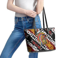 Papua New Guinea Bird Drum Leather Tote Bag Papuan Batik Motif LT9 - Polynesian Pride