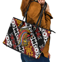 Papua New Guinea Bird Drum Leather Tote Bag Papuan Batik Motif LT9 - Polynesian Pride