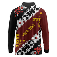 Personalised Papua New Guinea Bird Drum Long Sleeve Polo Shirt Papuan Batik Motif LT9 - Polynesian Pride