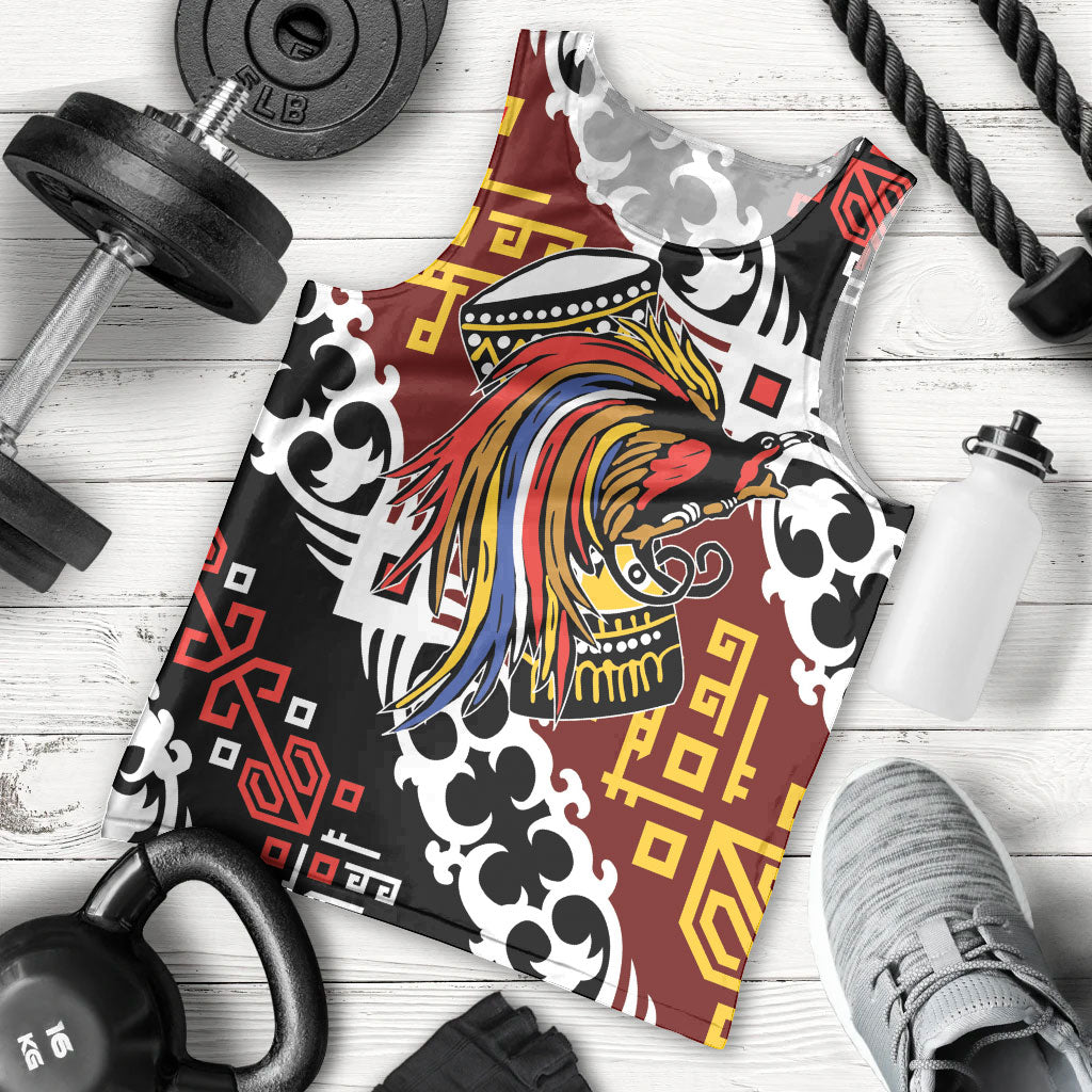 Personalised Papua New Guinea Bird Drum Men Tank Top Papuan Batik Motif LT9 - Polynesian Pride