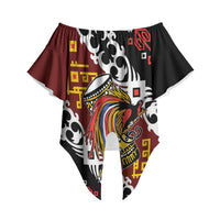 Personalised Papua New Guinea Bird Drum Off Shoulder Wrap Waist Top Papuan Batik Motif LT9 Black - Polynesian Pride