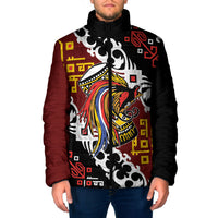 Personalised Papua New Guinea Bird Drum Padded Jacket Papuan Batik Motif LT9 Men Black - Polynesian Pride