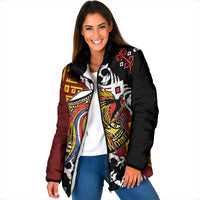 Personalised Papua New Guinea Bird Drum Padded Jacket Papuan Batik Motif LT9 Women Black - Polynesian Pride
